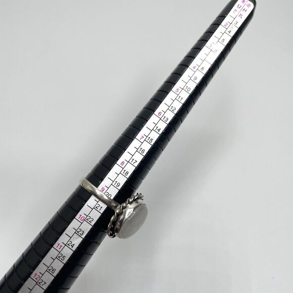 Silver Plated Round Cut White Moonstone Gemstone Bezel Set Ring Sz 9 Boho - Picture 5 of 6